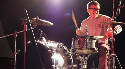 Rock drummer performing solo on stage Stock Footage 39822020