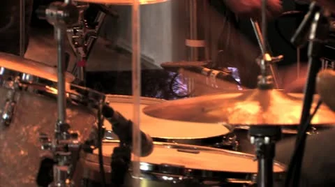 Rock Drumming - Close Up Drum Roll - On Stage HD Stock Footage 11918069