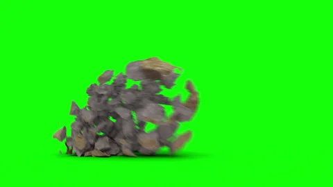 Rock Explosion on Green Screen - Stone Debris Blast - 4K Stock Footage 331947277