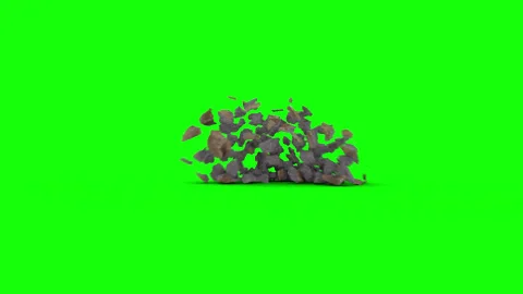 Rock Explosion on Green Screen - Stone Debris Blast - 4K Stock Footage 331947280