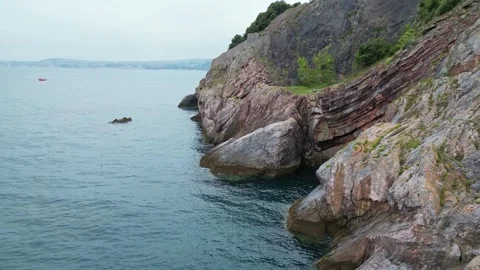 Rock Face and Ocean Stock Footage 248516057