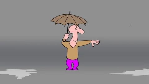 Rock falling down on man´s head after stop the rain. Video stock 97402766