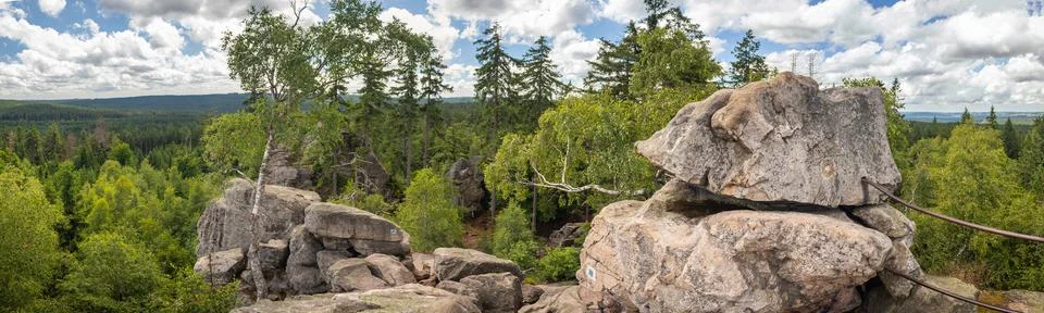 Rock in the forest - natural monument Nine Rocks - Devet skal, Zdarske vrchy Stock Photos