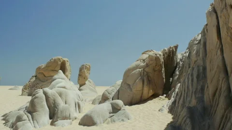 Rock formation on beach Stock Footage 45509901