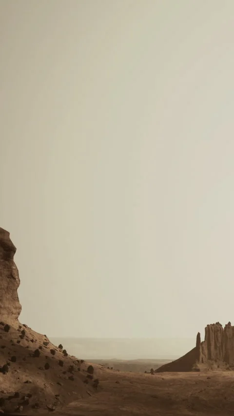 Rock formation at Mars during hazy afternoon light Stock Footage 334172033
