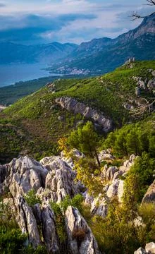 Rock formation in mountains Stock Photos
