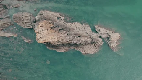 A rock formation near North Devon coastline Stock Footage 245964811