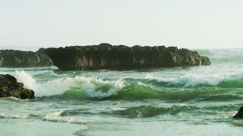 Rock formation in the ocean Stock Footage 218452067