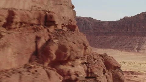 Rock formation, red, desert, flight. Saudi Arabia, aerial 4K. Stock Footage 196826214