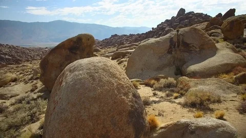 Rock formations of Alabama Hills in California Stock Footage