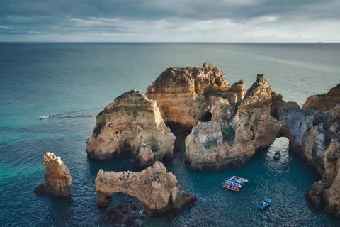 Rock formations of Algrave Stock Photos