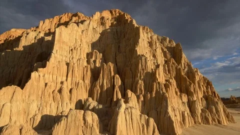 Rock Formations in Cathedral Gorge State Park, Nevada, tilt up Stock-Footage 79773676