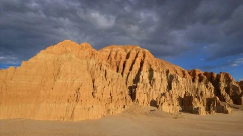 Rock Formations in Cathedral Gorge State Park, Nevada, pan Stock-Footage 79776857