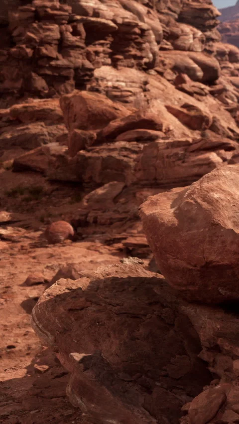 Rock formations in a dry landscape with various stone textures and colors Stock Footage 338002306