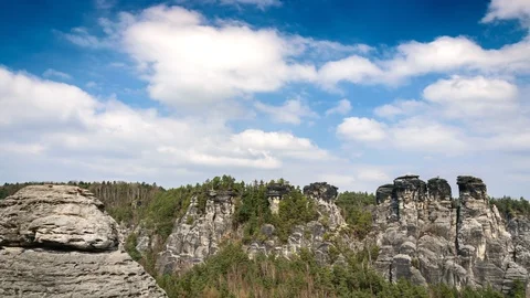 Rock formations of the Elbe sandstone mountains Stock Footage 99551308