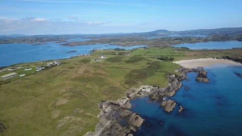 Rock formations on an island Stock Footage 92270343