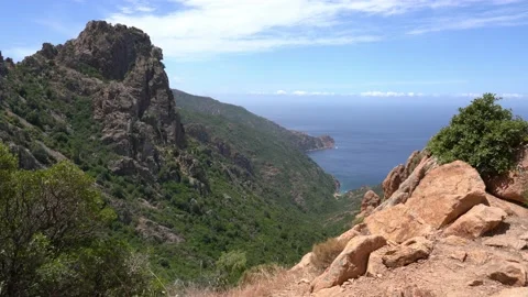 Rock formations known as Calanques de Piana. Corse, France. Stockbeeldmateriaal 229574395