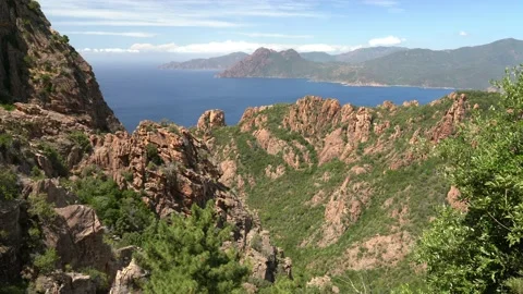 Rock formations known as Calanques de Piana. Corse, France. Stockbeeldmateriaal 229574423