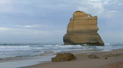 Rock formations known as the Twelve Apostles along the Stock Footage