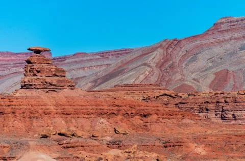 Rock formations named Hat Rock in Utah, USA 库存照片