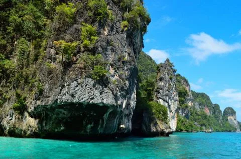 Rock formations in Phi Phi Islands Stock Photos
