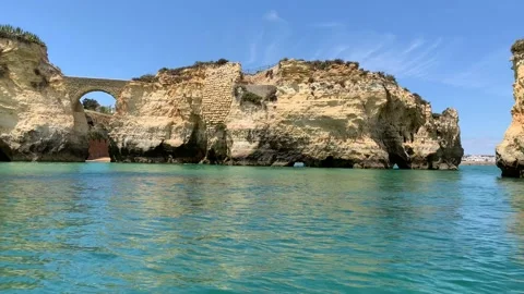 Rock formations in Ponta da Piedade Lagos Portugal Stock Footage 107623725