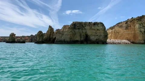 Rock formations in Ponta da Piedade Lagos Portugal Stock Footage 107623744