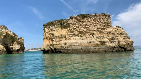 Rock formations in Ponta da Piedade Lagos Portugal Stock Footage 107623877