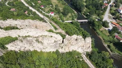 Rock formations Ritlite  at Iskar River Gorge, Balkan Mountains, Bulgaria Stock-Footage 145123114