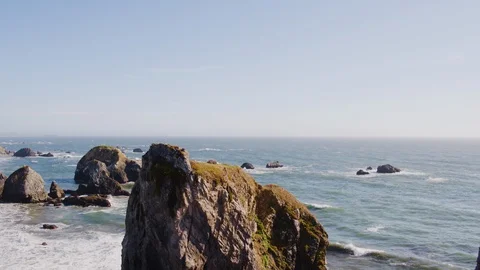 Rock formations in the sea at Bodega bay Stock Footage 92010816