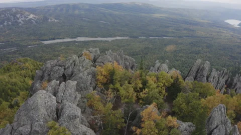 Rock formations on top of a mountain Video stock 147590600