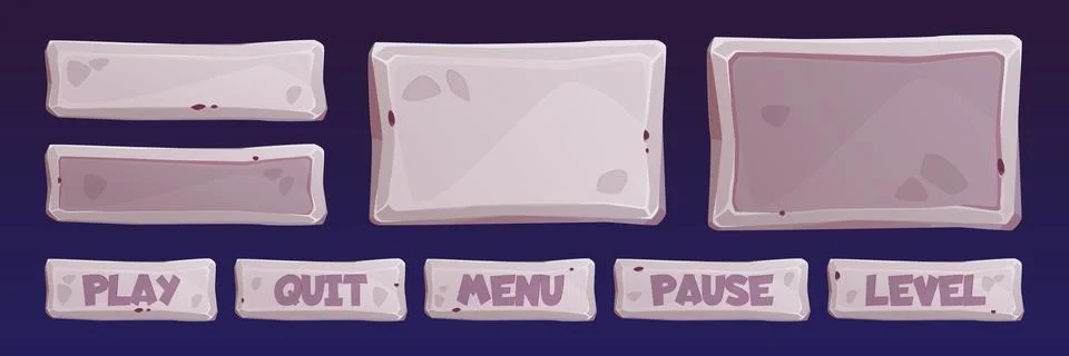 Rock frame ui vector board, stone game interface Stock-Illustration