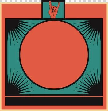 Rock gesture is being shown in flat vector: orange circle, rays, transparent Illustrazione stock
