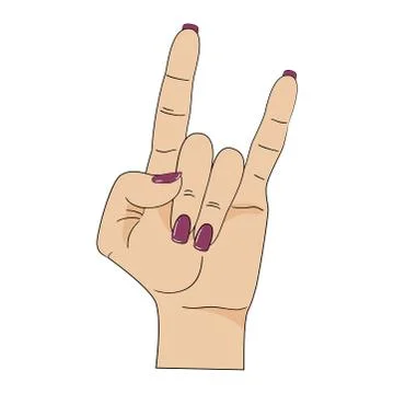 Rock on gesture female hand. Vector illustration. Stock Illustration