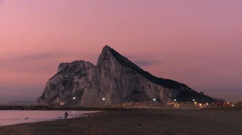 Rock of Gibraltar at  dawn Video stock 24950582