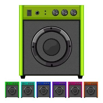 Rock guitar amplifier cartoon vector graphic Stock Illustration