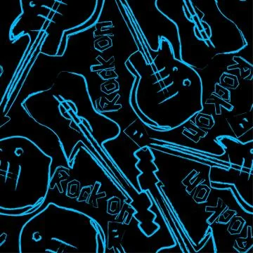 Rock guitars in a seamless pattern. Stock Illustration