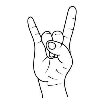 Rock Hand Gesture Outline Vector Illustration Stock Illustration