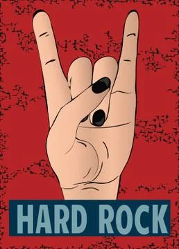 Rock hand gesture on red background Stock Illustration