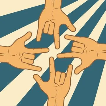 Rock hand gesture vector background illustration concept design Stock Illustration