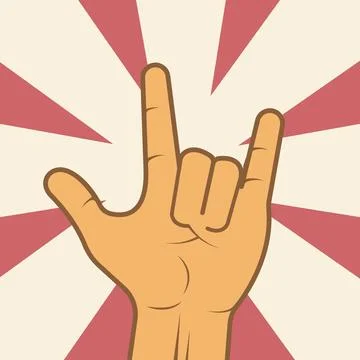 Rock hand gesture vector background illustration concept design Stock Illustration