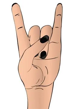 Rock hand gesture on white background Stock Illustration