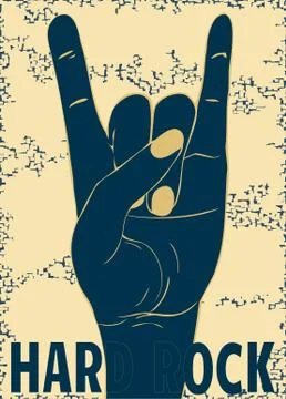 Rock hand gesture on yellow background Stock Illustration