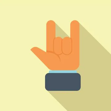 Rock hand icon flat vector. Pose sign Stock Illustration