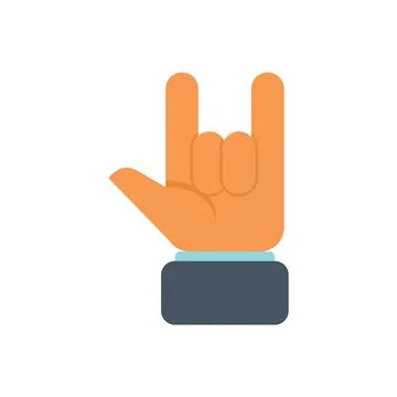 Rock hand icon flat vector. Pose sign Stock Illustration