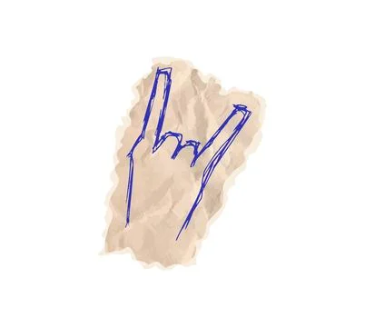 Rock hand scribble drawing on crumpled craft cardboard torn piece for goat rock Stock Illustration
