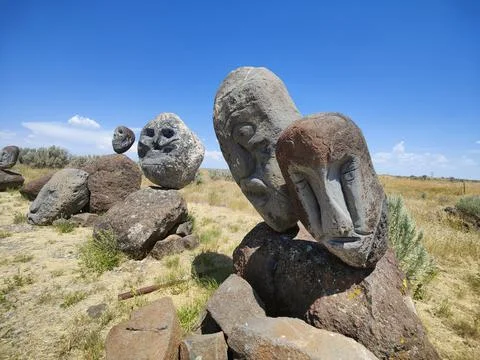 Rock head side view Stock Photos
