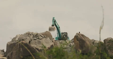 Rock hill Breaking for Construction Stock Footage 288157869
