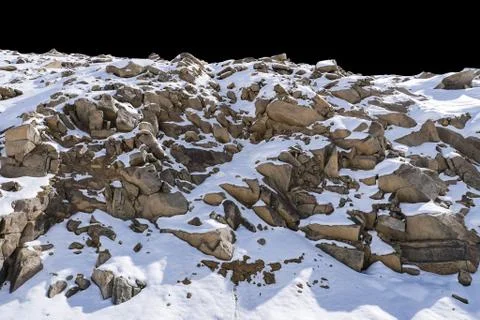 Rock isolated on black background. Stock Photos