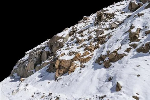 Rock isolated on black background. Stock Photos